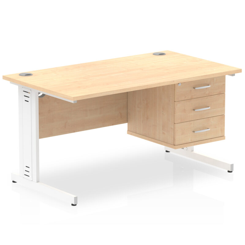 Pace 1400mm Cable Managed Straight Desk With Single Fixed Pedestal - Image 20
