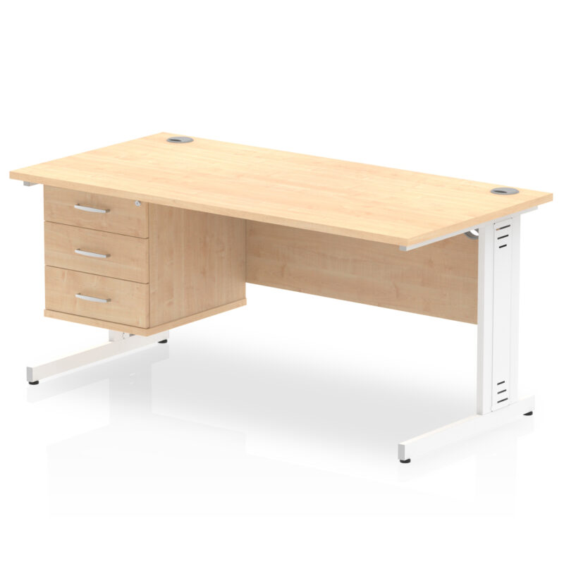 Pace 1600mm Cable Managed Straight Desk With Single Fixed Pedestal - Image 19