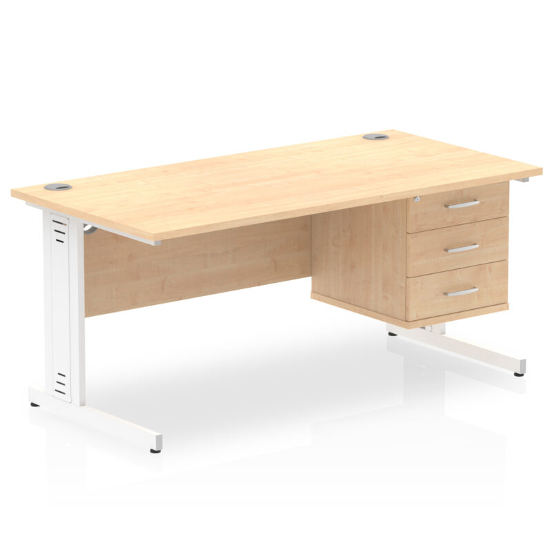 Pace 1600mm Cable Managed Straight Desk With Single Fixed Pedestal - Image 20