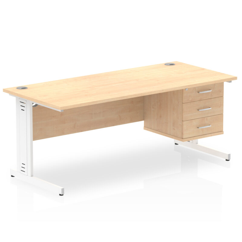 Pace 1800mm Cable Managed Straight Desk With Single Fixed Pedestal - Image 20