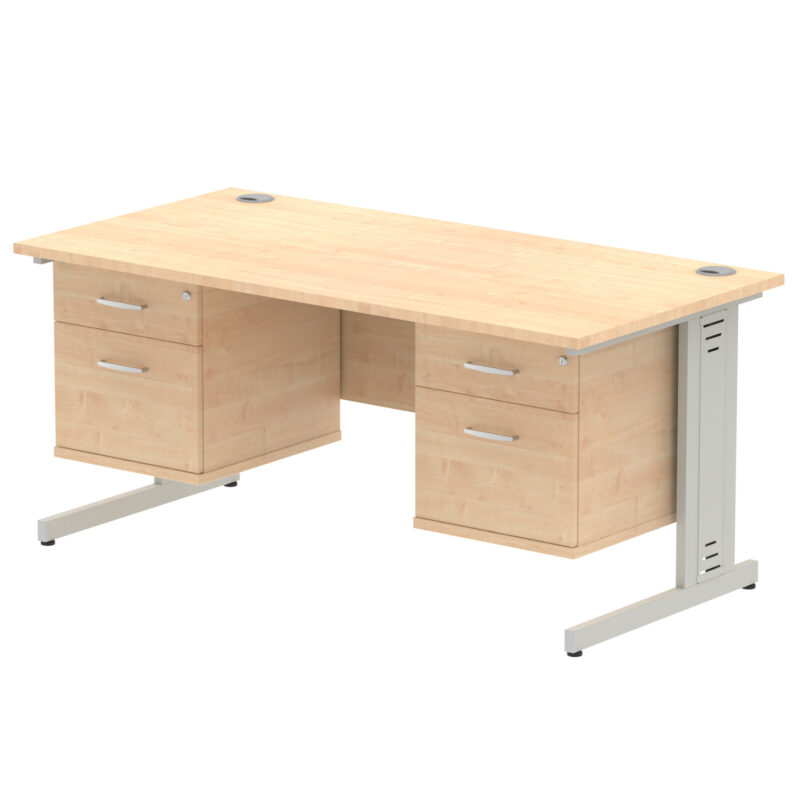 Pace 1600mm Cable Managed Straight Desk With Two Fixed Pedestal - Image 17