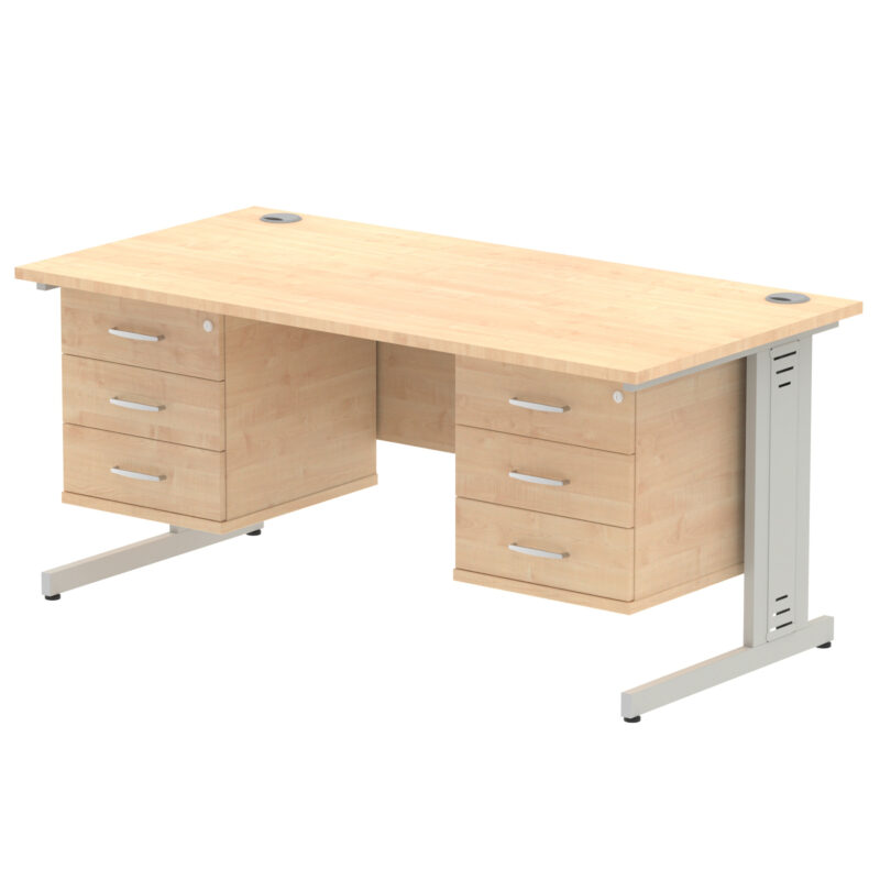 Pace 1600mm Cable Managed Straight Desk With Two Fixed Pedestal - Image 18