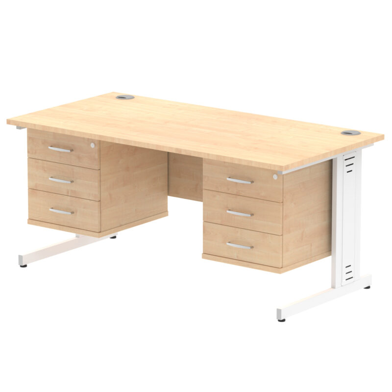 Pace 1600mm Cable Managed Straight Desk With Two Fixed Pedestal - Image 22
