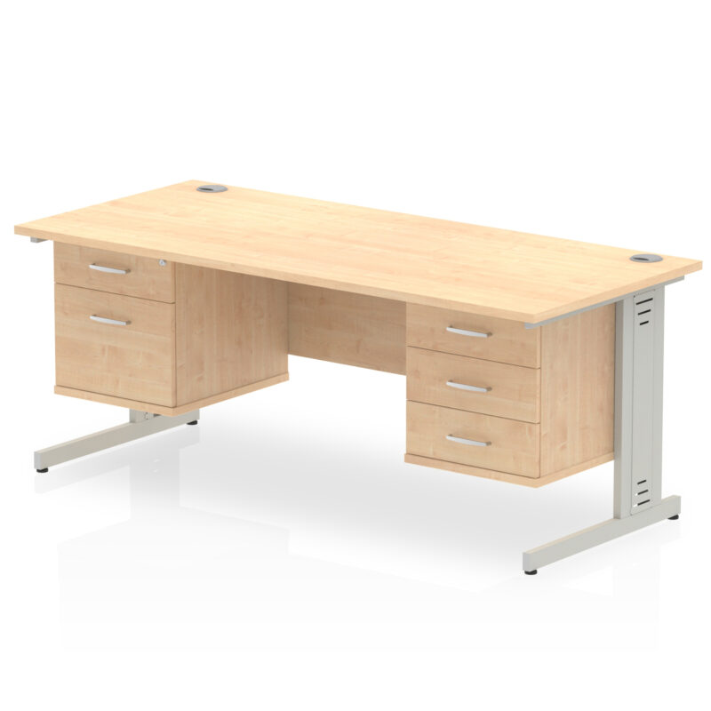 Pace 1600mm Cable Managed Straight Desk With Two Fixed Pedestal - Image 15
