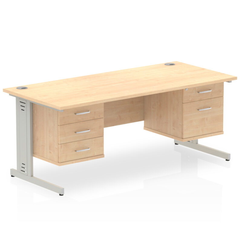 Pace 1600mm Cable Managed Straight Desk With Two Fixed Pedestal - Image 16