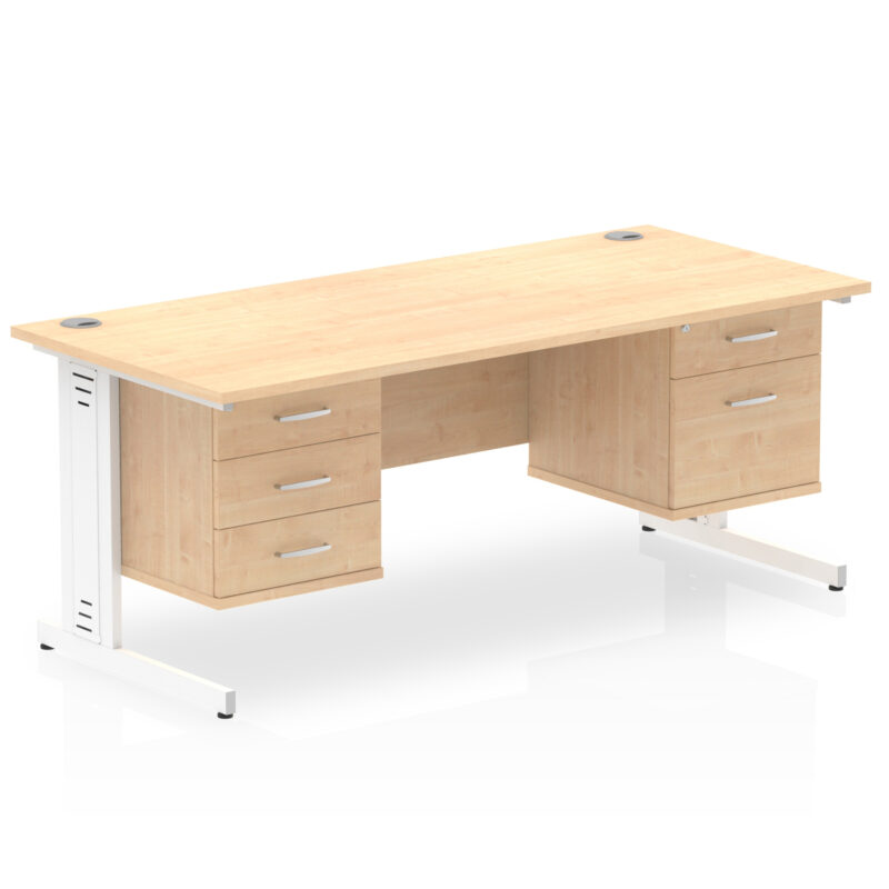 Pace 1600mm Cable Managed Straight Desk With Two Fixed Pedestal - Image 20