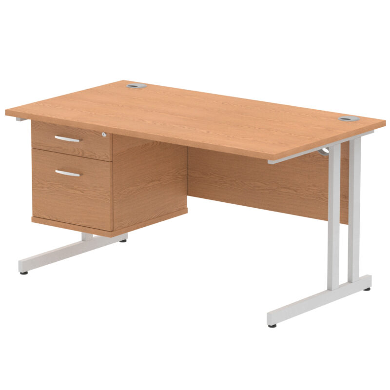 Pace 1400mm Cantilever Straight Desk With Single Fixed Pedestal - Image 89