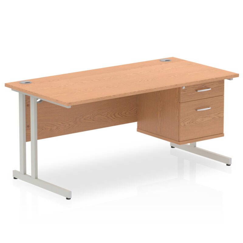 Pace 1600mm Cantilever Straight Desk With Single Fixed Pedestal - Image 34