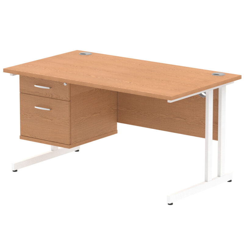 Pace 1400mm Cantilever Straight Desk With Single Fixed Pedestal - Image 30