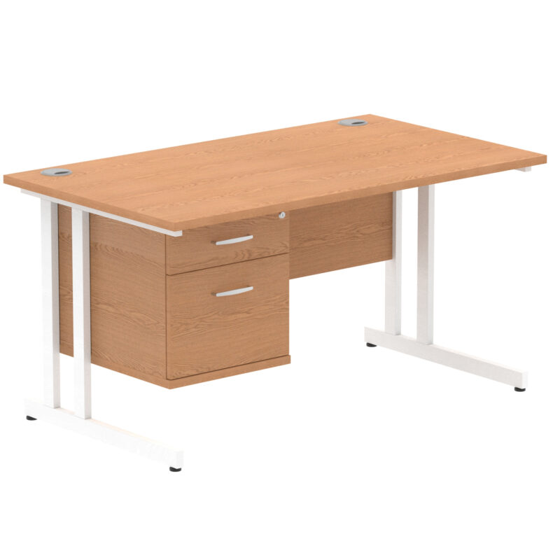 Pace 1400mm Cantilever Straight Desk With Single Fixed Pedestal - Image 32