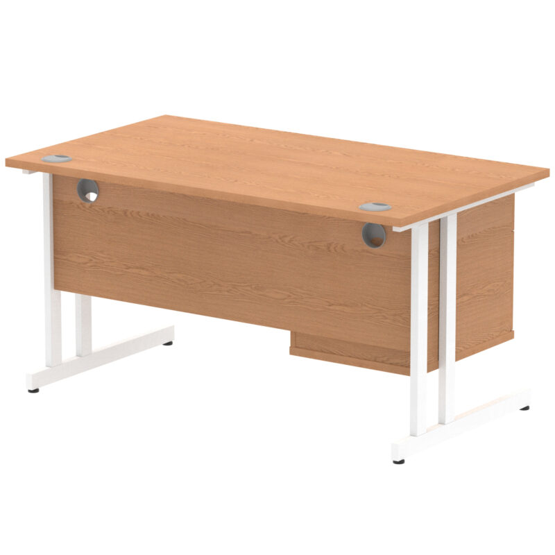 Pace 1400mm Cantilever Straight Desk With Single Fixed Pedestal - Image 34