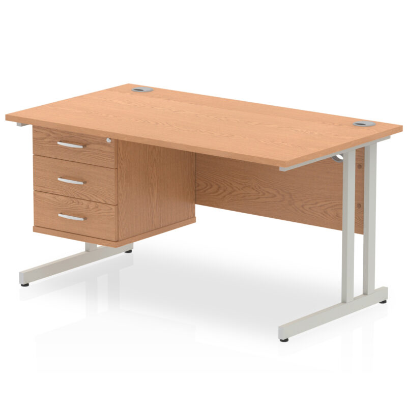 Pace 1400mm Cantilever Straight Desk With Single Fixed Pedestal - Image 97
