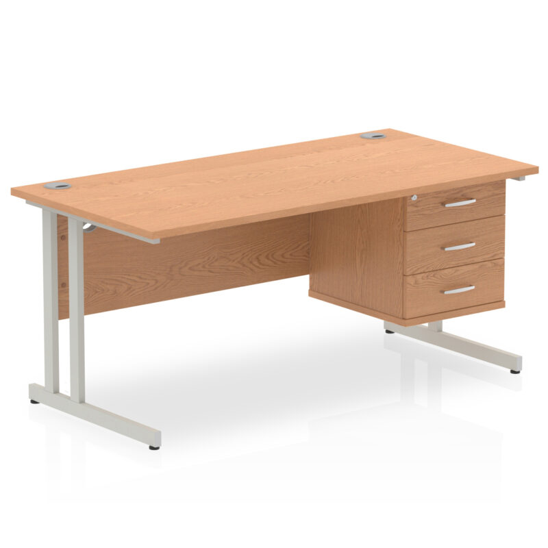 Pace 1600mm Cantilever Straight Desk With Single Fixed Pedestal - Image 36