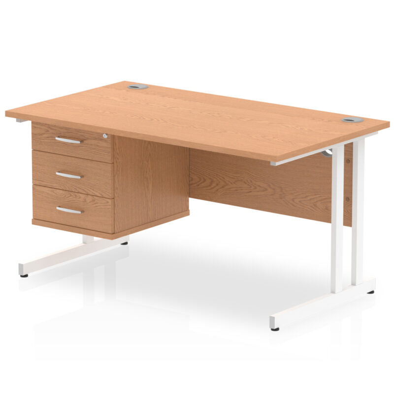 Pace 1400mm Cantilever Straight Desk With Single Fixed Pedestal - Image 38