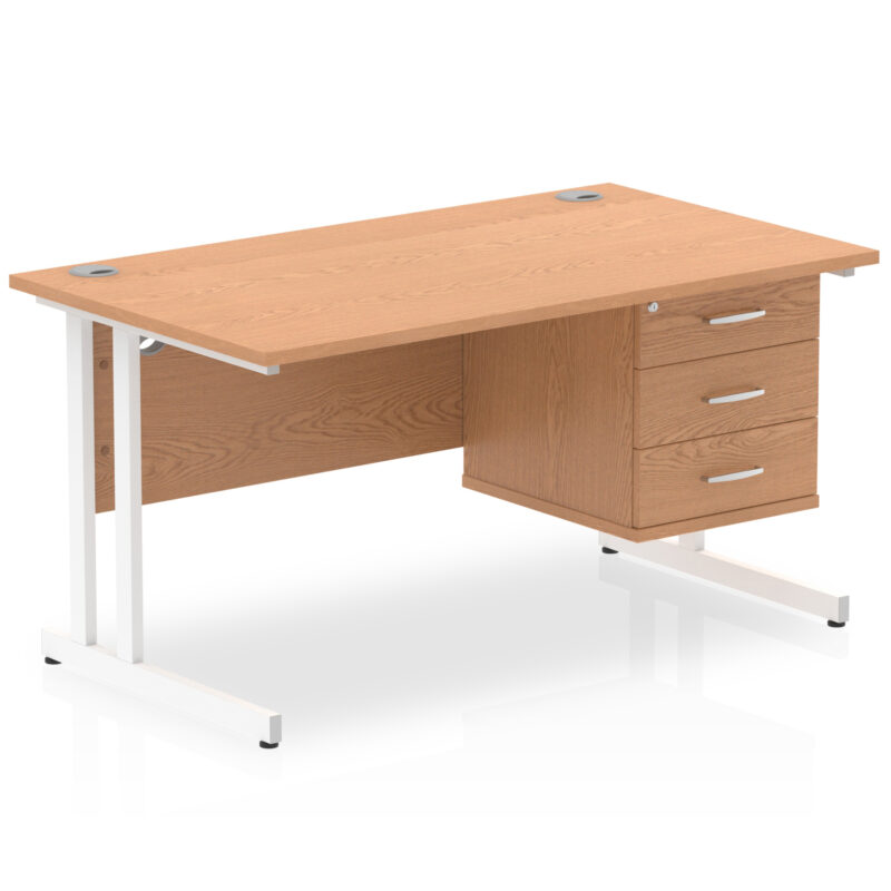 Pace 1400mm Cantilever Straight Desk With Single Fixed Pedestal - Image 39