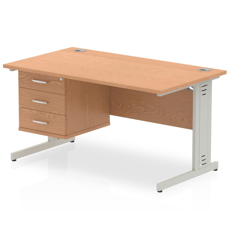 Pace 1400mm Cable Managed Straight Desk With Single Fixed Pedestal - Image 23