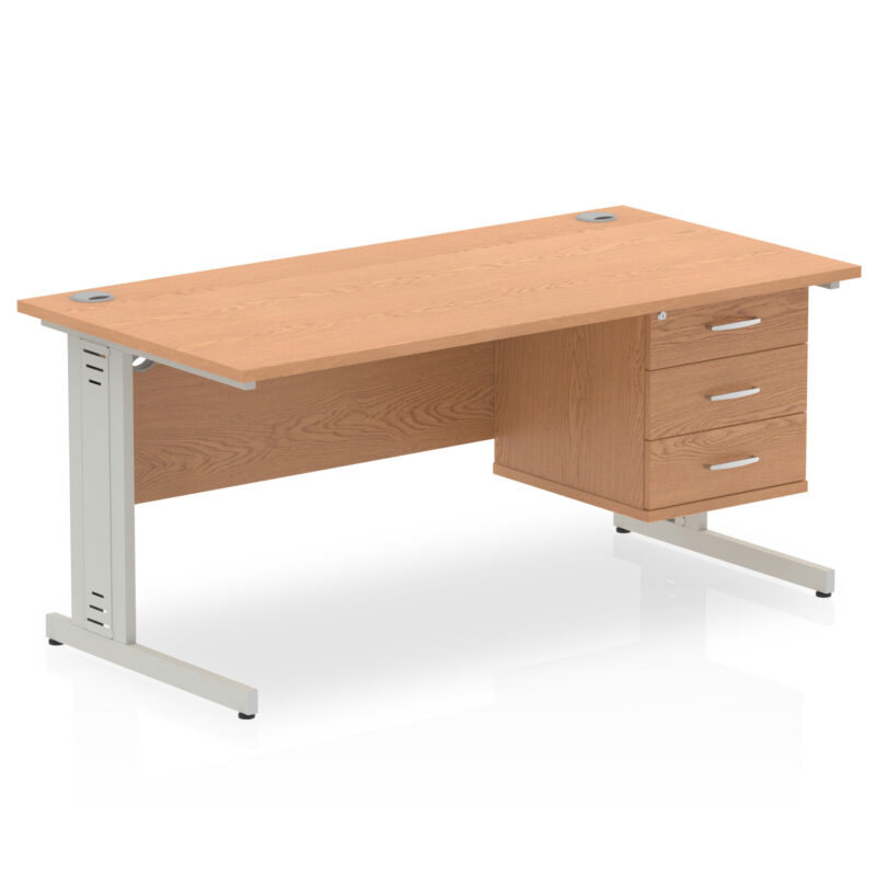 Pace 1600mm Cable Managed Straight Desk With Single Fixed Pedestal - Image 24