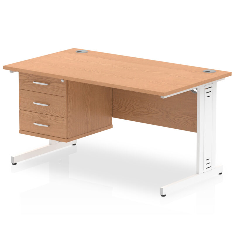 Pace 1400mm Cable Managed Straight Desk With Single Fixed Pedestal - Image 27