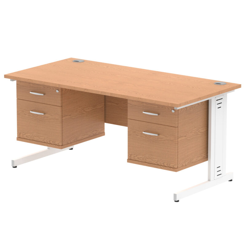 Pace 1600mm Cable Managed Straight Desk With Two Fixed Pedestal - Image 29