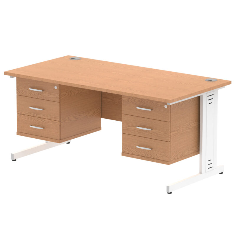 Pace 1600mm Cable Managed Straight Desk With Two Fixed Pedestal - Image 30