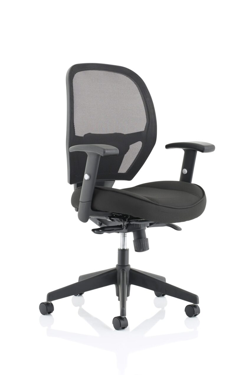 Stack High Mesh Back Black Task Operator Office Chair with Arms