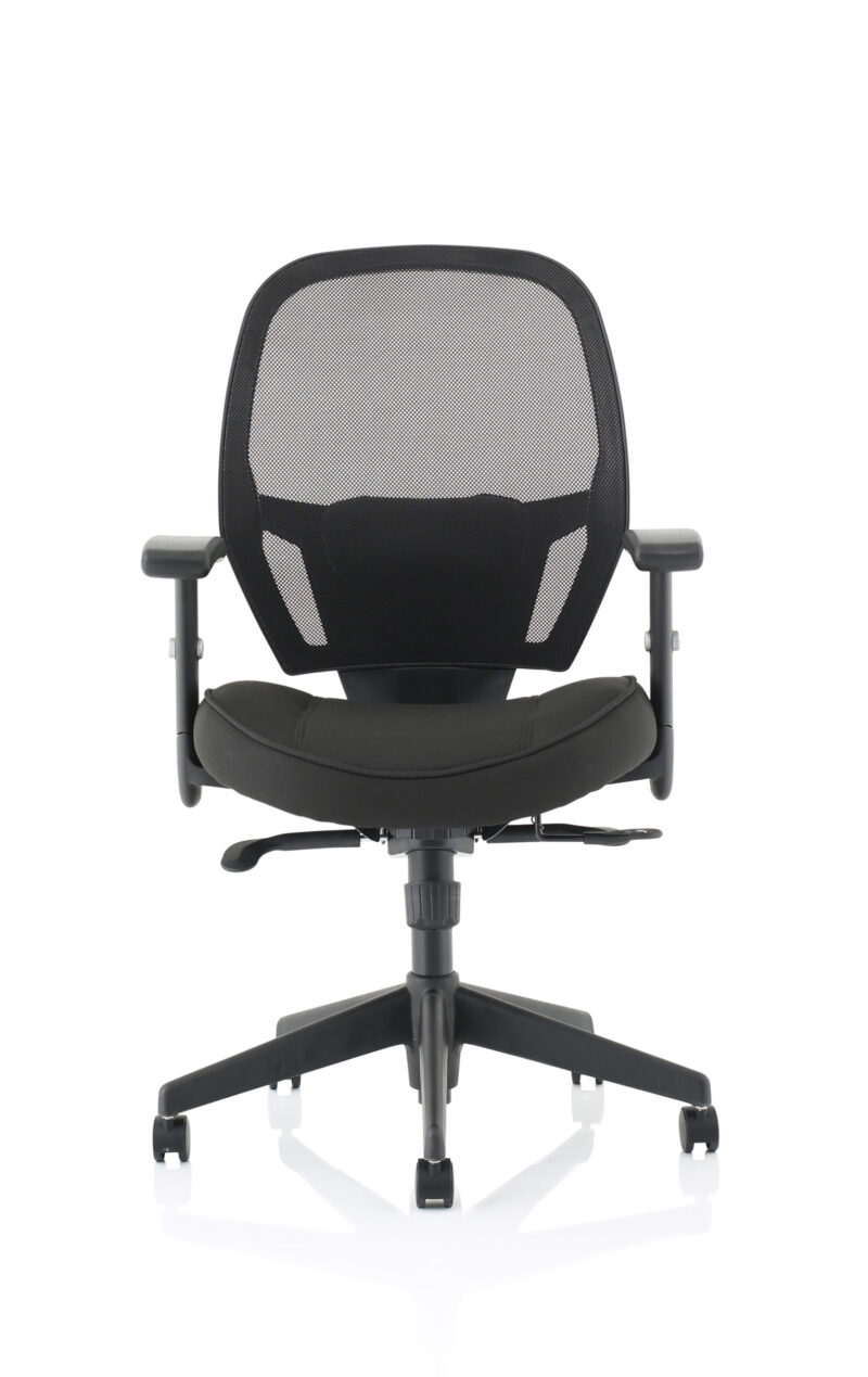 Stack High Mesh Back Black Task Operator Office Chair with Arms - Image 2