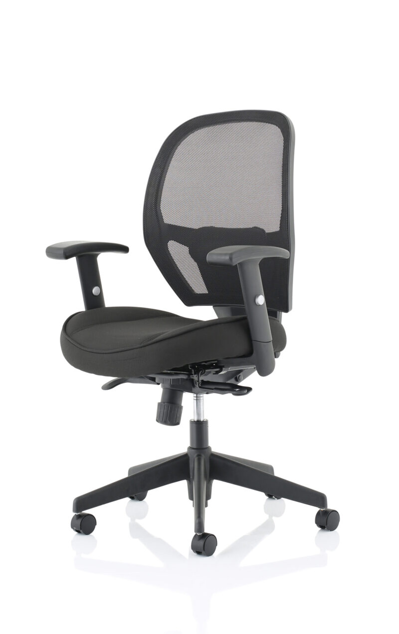 Stack High Mesh Back Black Task Operator Office Chair with Arms - Image 3