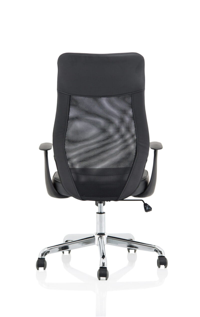 Glow High Mesh Back Task Operator Black Leather Office Chair with Arms - Image 6
