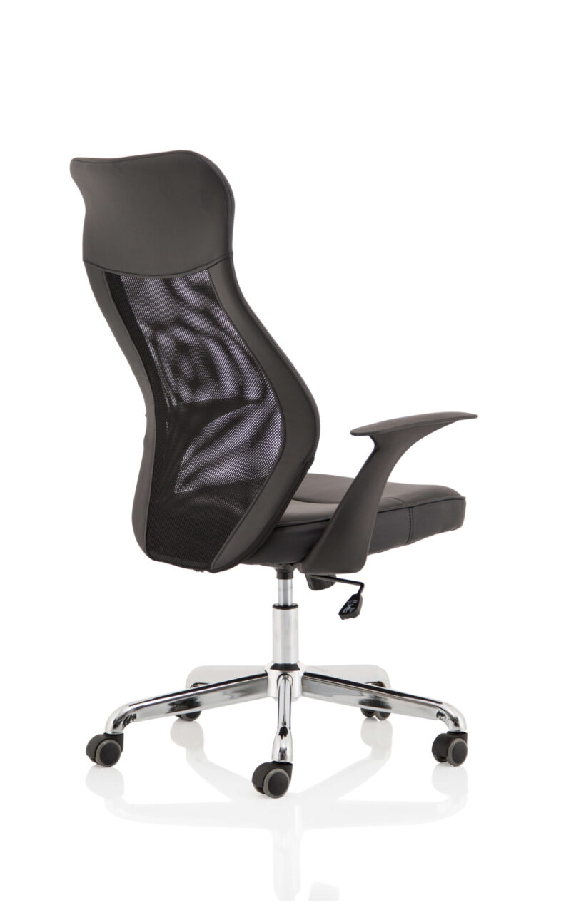 Glow High Mesh Back Task Operator Black Leather Office Chair with Arms - Image 7