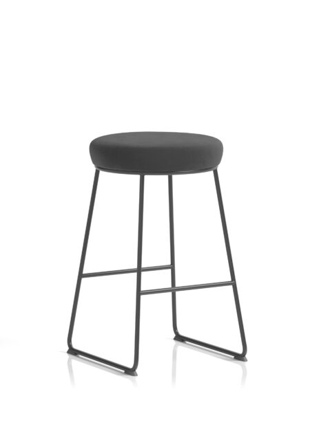 Burrow Black Frame Fabric Seat Stool Chair