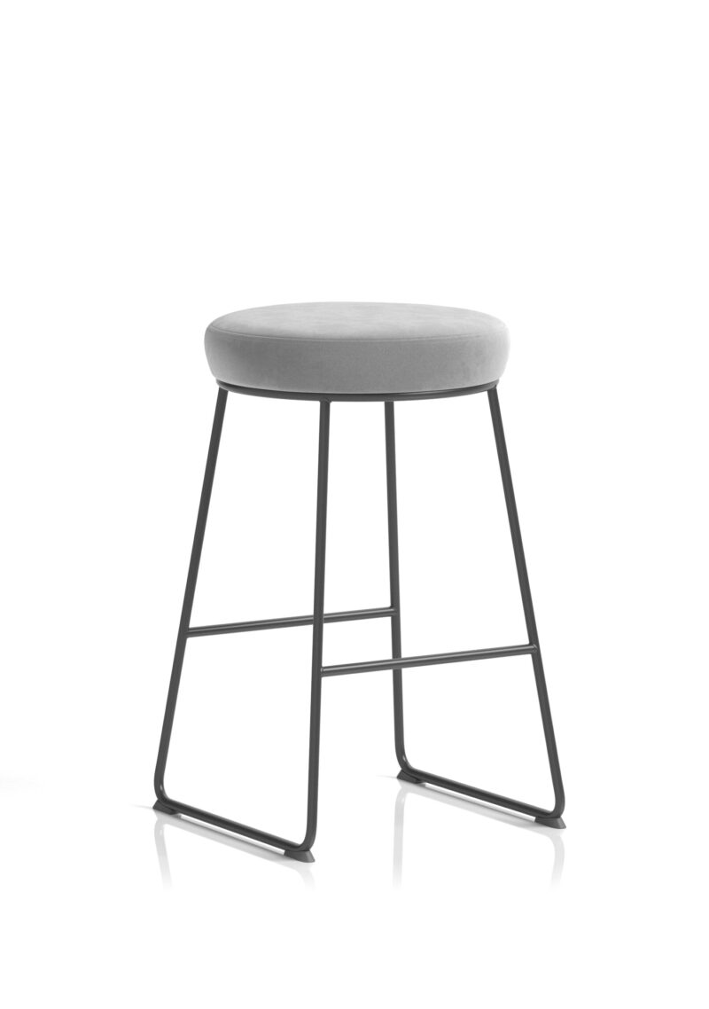 Burrow Black Frame Fabric Seat Stool Chair - Image 2