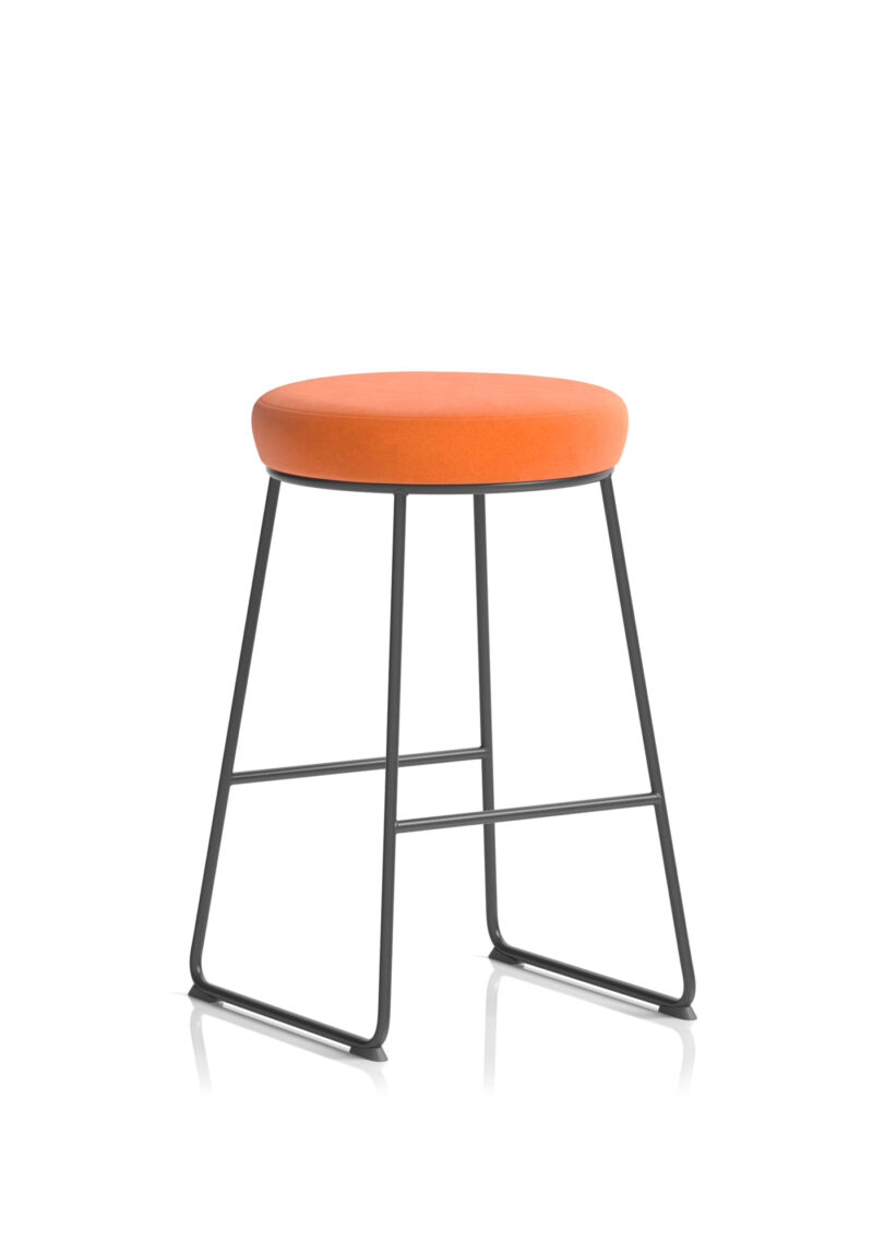 Burrow Black Frame Fabric Seat Stool Chair - Image 3