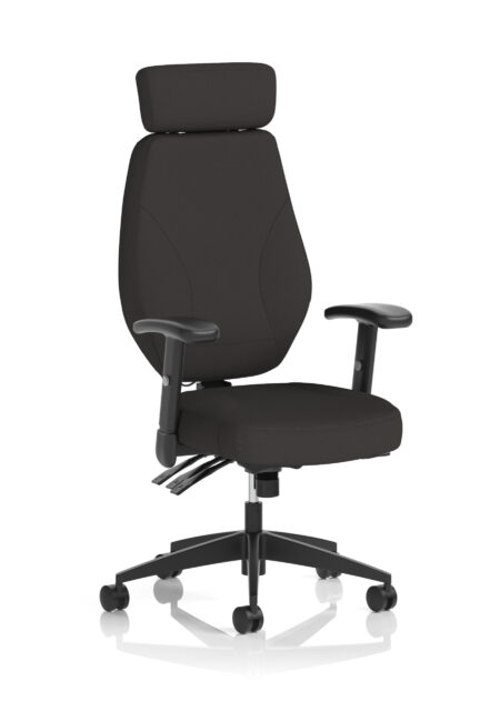 Atlas High Back Black Fabric Ergonomic Task Operator Office Chair with Arms and Headrest