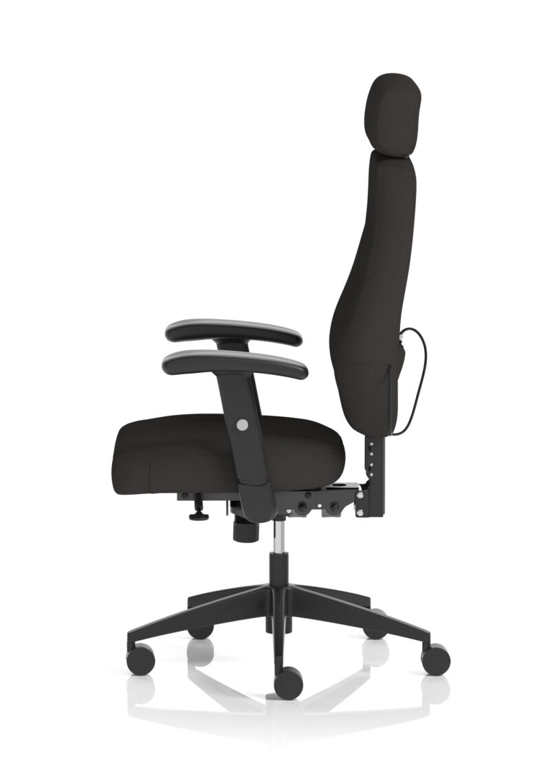 Atlas High Back Black Fabric Ergonomic Task Operator Office Chair with Arms and Headrest - Image 4
