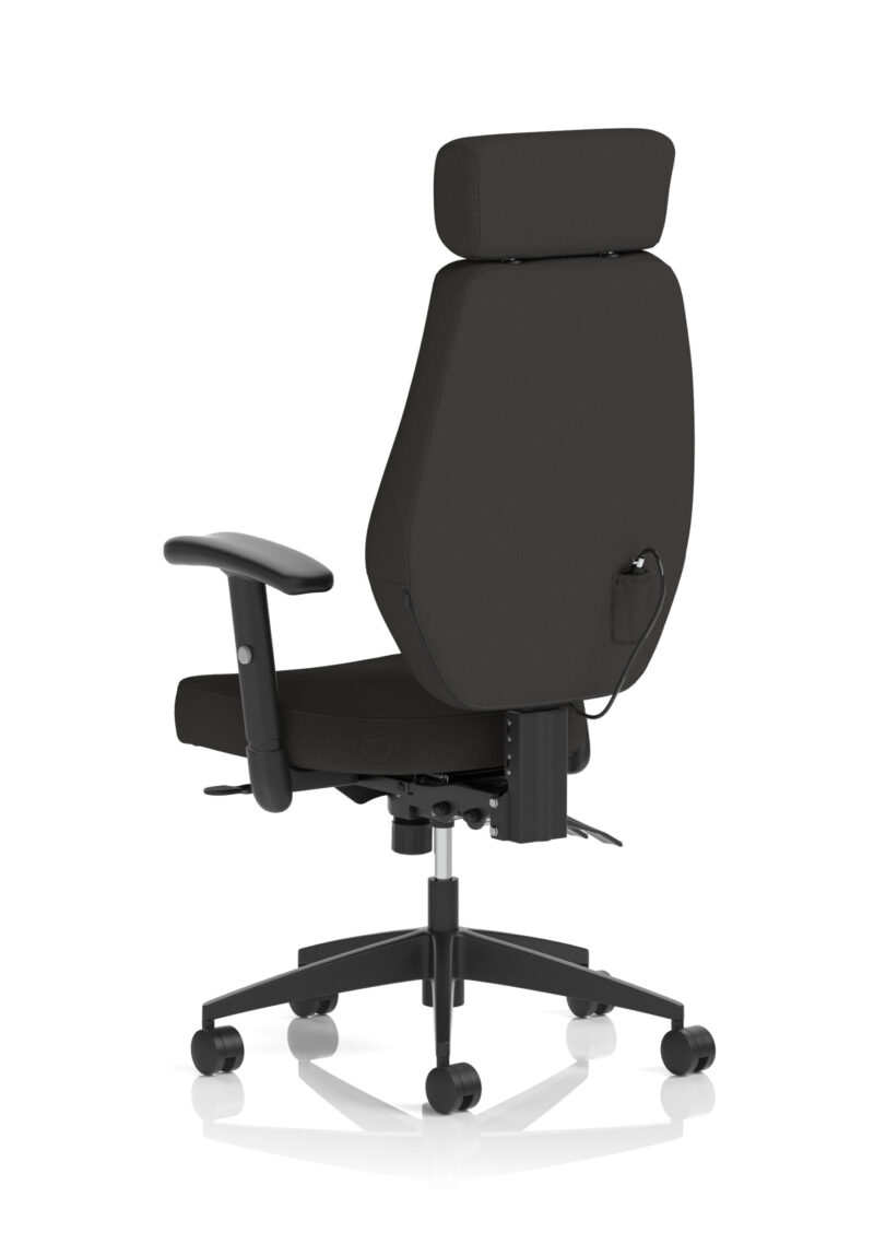 Atlas High Back Black Fabric Ergonomic Task Operator Office Chair with Arms and Headrest - Image 5