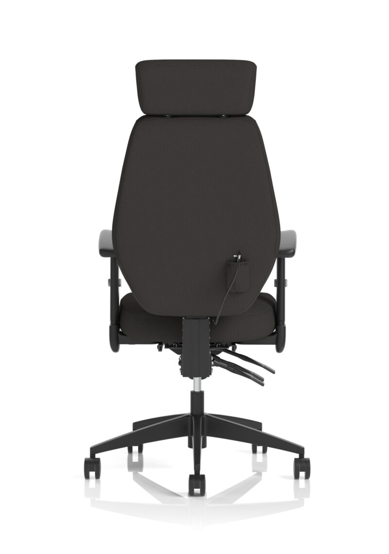 Atlas High Back Black Fabric Ergonomic Task Operator Office Chair with Arms and Headrest - Image 6