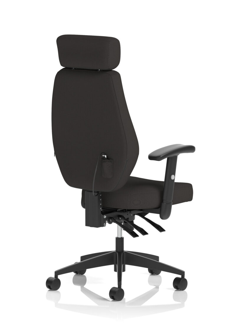 Atlas High Back Black Fabric Ergonomic Task Operator Office Chair with Arms and Headrest - Image 7
