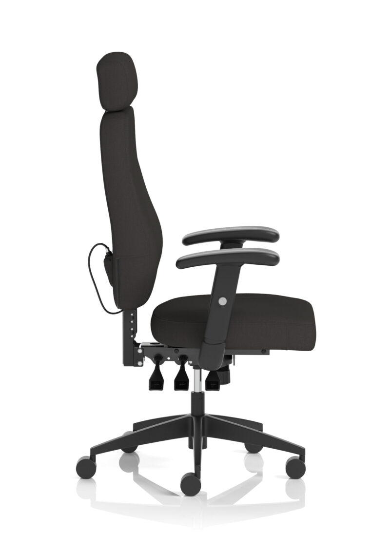 Atlas High Back Black Fabric Ergonomic Task Operator Office Chair with Arms and Headrest - Image 8