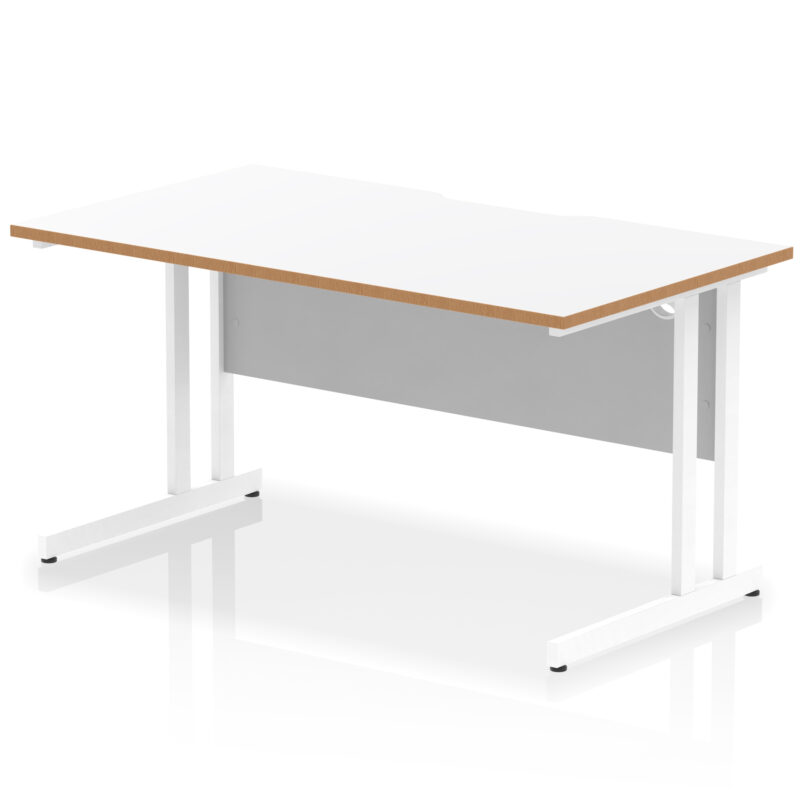 Pace Scalloped Edge 1400mm Straight Desk Cantilever Leg
