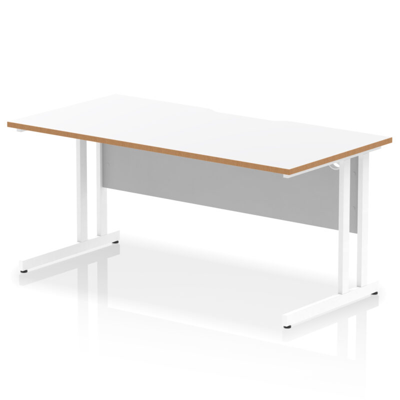 Pace Scalloped Edge 1600mm Straight Desk Cantilever Leg