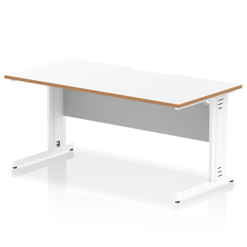 Pace Scalloped Edge 1600mm Straight Desk Cable Managed Leg