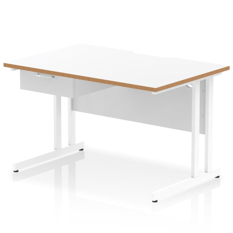 Pace Scalloped Edge Cantilever Straight Desk With Single One Drawer Fixed Pedestal - Image 37