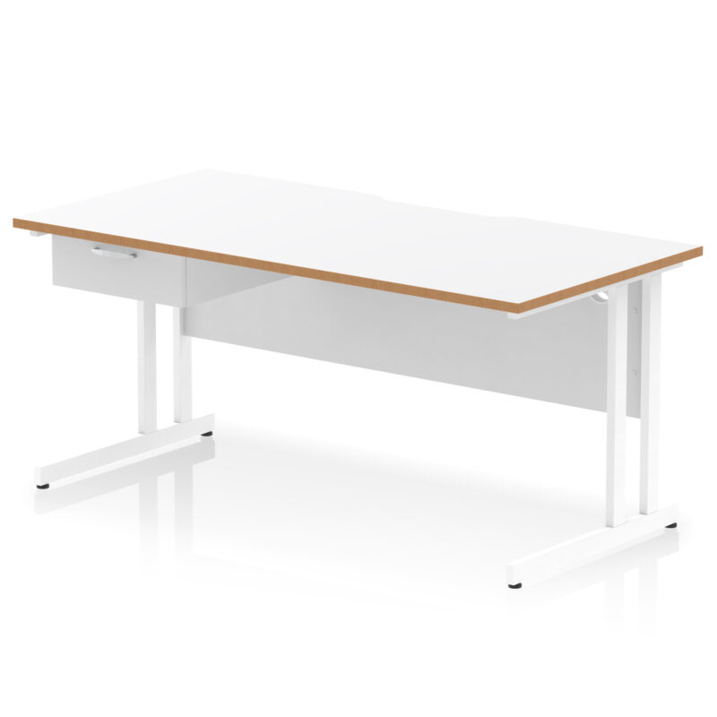 Pace Scalloped Edge Cantilever Straight Desk With Single One Drawer Fixed Pedestal - Image 39