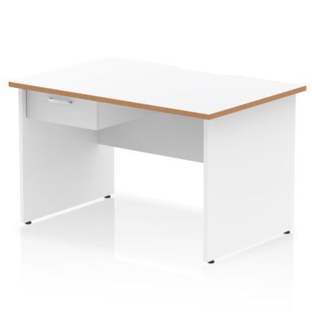 Pace Scalloped Edge Panel End Straight Desk Frame With Single One Drawer Fixed Pedestal