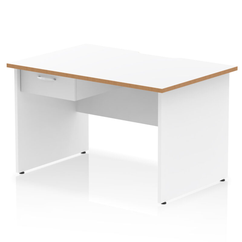 Pace Scalloped Edge Panel End Straight Desk Frame With Single One Drawer Fixed Pedestal