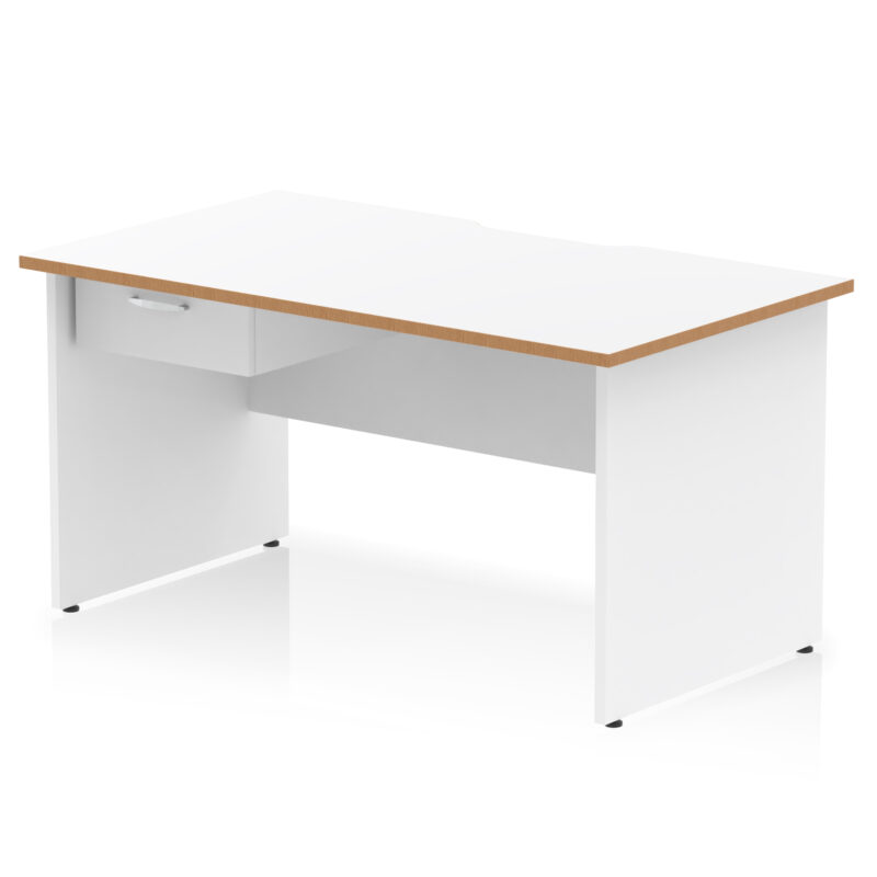 Pace Scalloped Edge Panel End Straight Desk Frame With Single One Drawer Fixed Pedestal - Image 2
