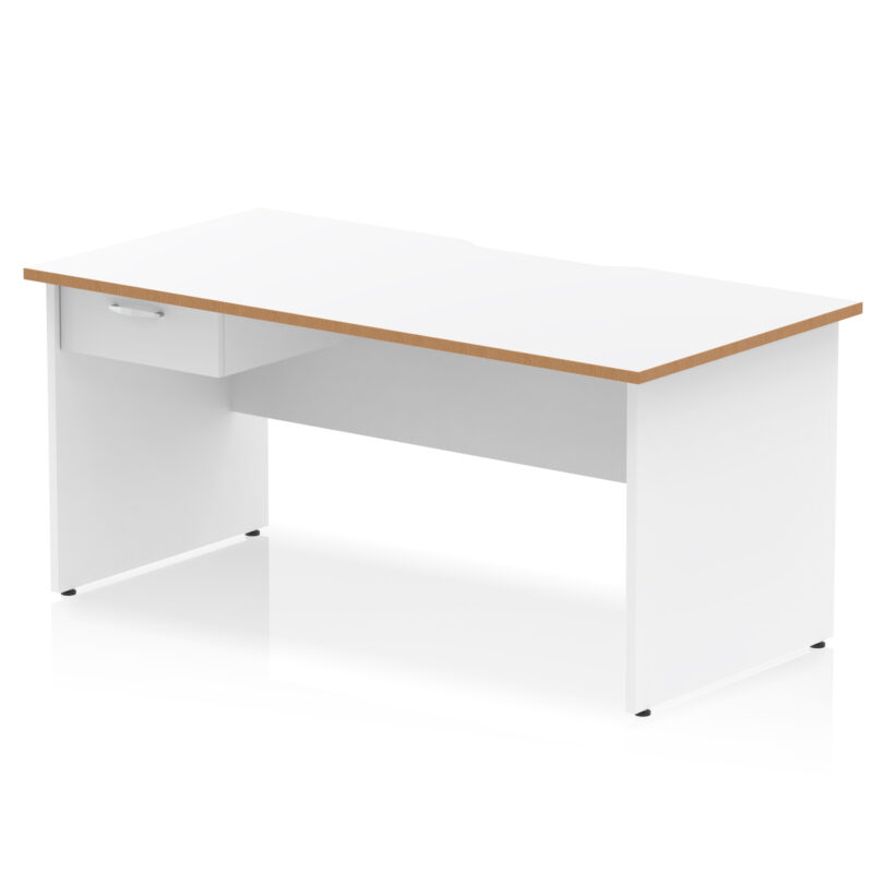 Pace Scalloped Edge Panel End Straight Desk Frame With Single One Drawer Fixed Pedestal - Image 3