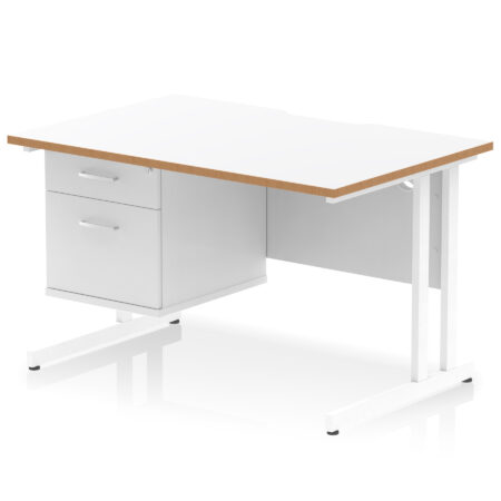 Pace Scalloped Edge 1200mm Cantilever Straight Desk With Single Fixed Pedestal