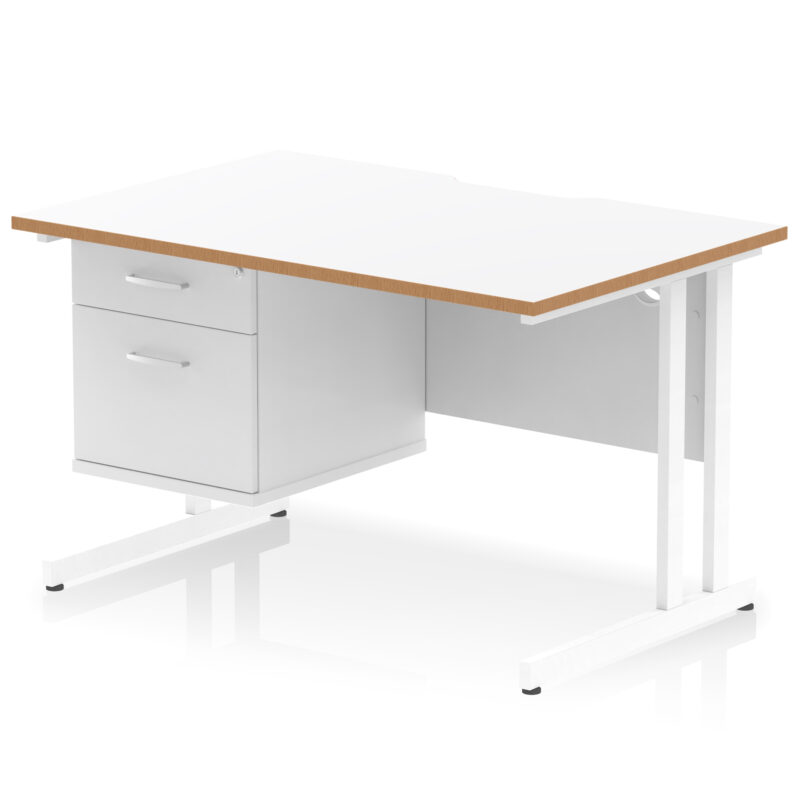 Pace Scalloped Edge 1200mm Cantilever Straight Desk With Single Fixed Pedestal