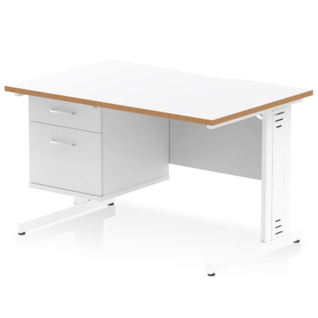 Pace Scalloped Edge 1200mm Cable Managed Straight Desk With Single Fixed Pedestal